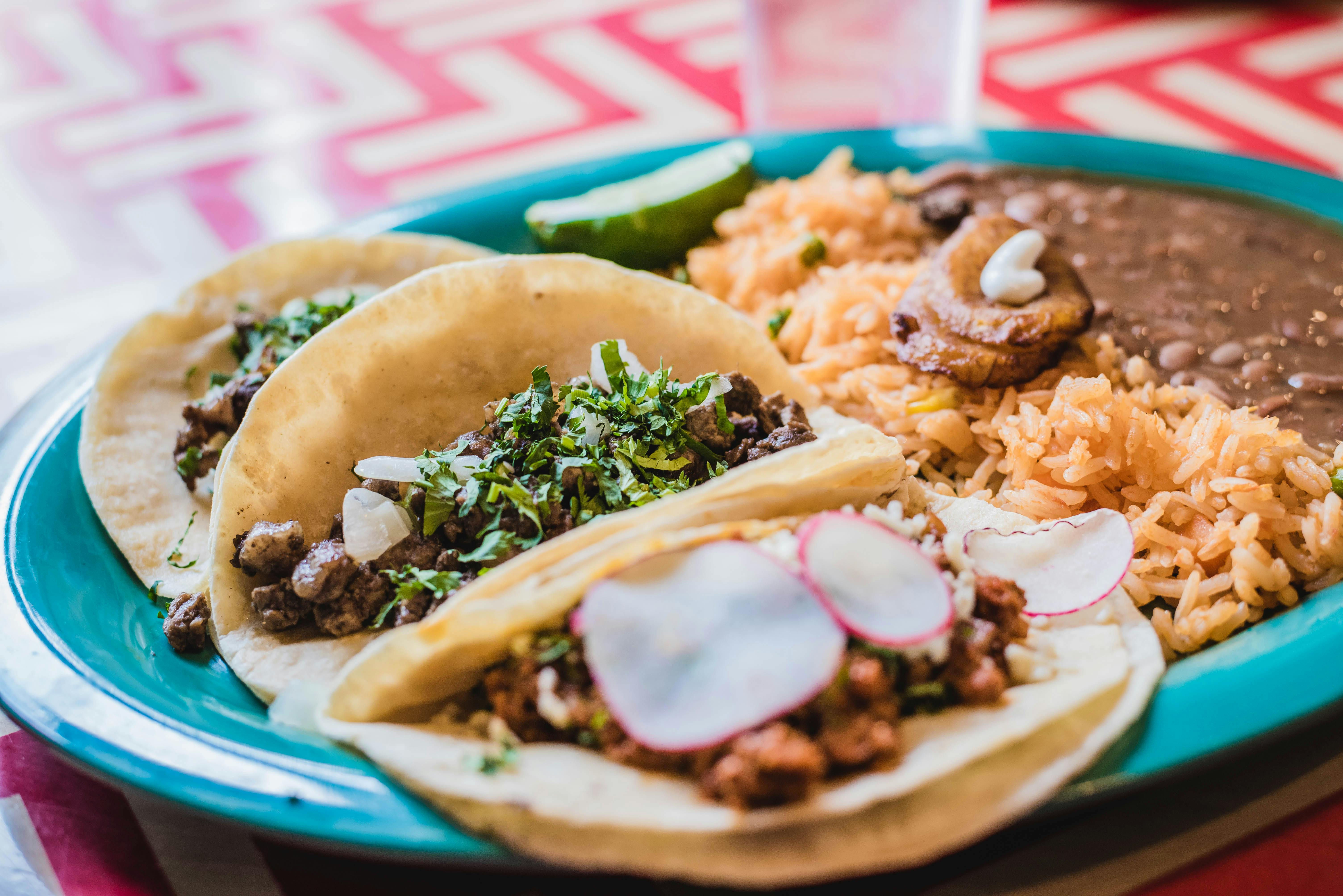 Plat blau amb 2 burritos típics de la cuina mexicana